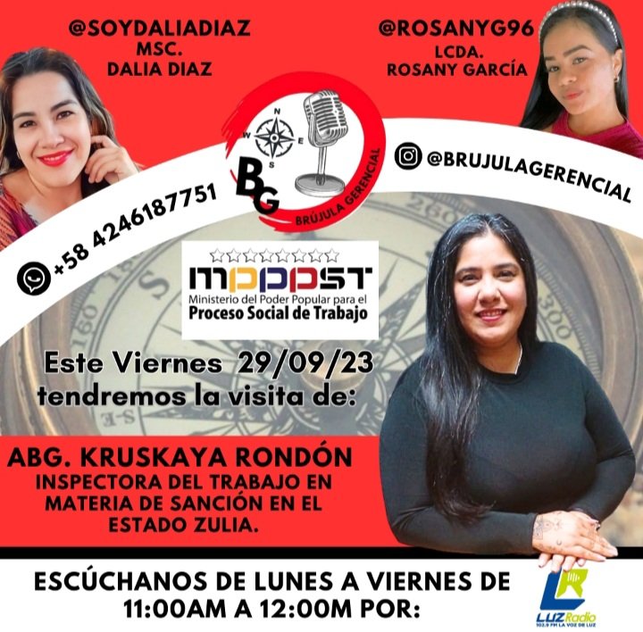 Este viernes 29 de septiembre hablaremos del Registro de las Entidades de Trabajo ante RNET y trámite de Solvencia Laboral,  cumplimiento de normativas laborales para evitar sanciones y  tramite del procedimiento sancionatorio. Impulsando y asesorando a la colectividad zuliana