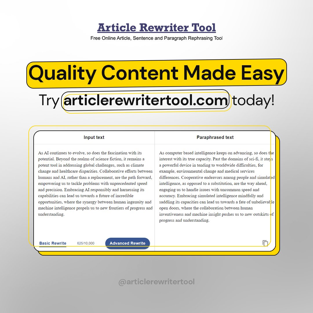 rewritertool's tweet photo. Roses are red, violets are blue, Article Rewriter Tool saves me, and it can save you too! ๐น๐ป
#ArticleRewriterTool #WritingFun #explore #aitool #aitoolatrescue #qualitycontent #easycontentcreation #useitnow https://t.co/tPkvSciQv7