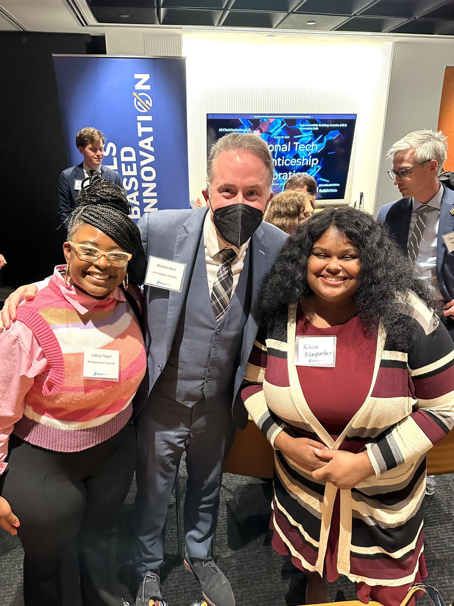 DCMichaelA's tweet photo. In a week where every slot is at least double booked, there is NO chance I’d miss the @JoinBuildwithin #DCTechGraduation2023…SO excited to welcome the amazing Ms. Felicia &amp; Ms. Laticia to the @LINKstrategic family!  Let’s do great things!  #apprenticeships https://t.co/khLuKh0OMN