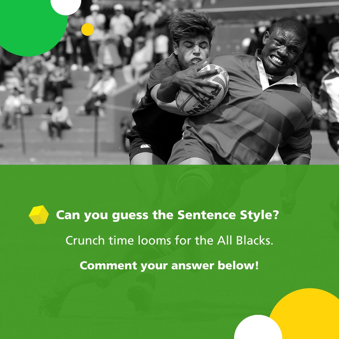 Do you know the Sentence Style?👀

<a href="/rugbyworldcup/">Rugby World Cup</a> #RWC2023 #RugbyWorldCup #AllBlacks