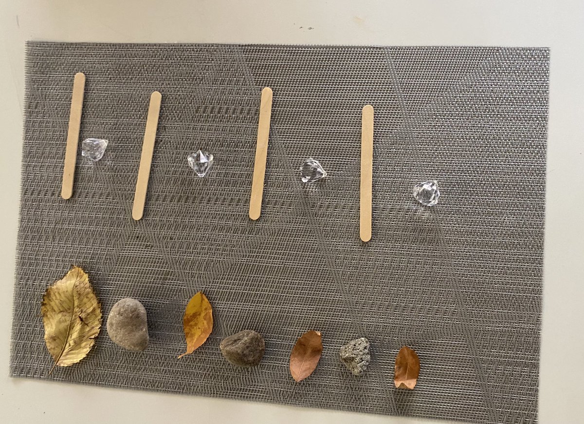 We are learning all about patterns this Fall! Yesterday we collected items from our environment, and today we completed several different AB patterns! 🍁🪨🍁🪨🍁🪨