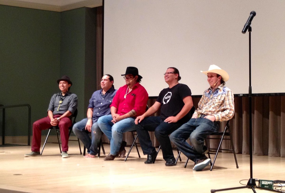 Philbrook's tweet photo. Thank you, @RezDogsFX! 10 years ago this fall we hosted the 1491s for an unforgettable evening. What #sterlinharjo and co have done since has made us all so proud. @dallasgoldtooth #ryanredcorn @Bobbydues @MPensoneau #waybackwednesday https://t.co/n81PwHfNSI