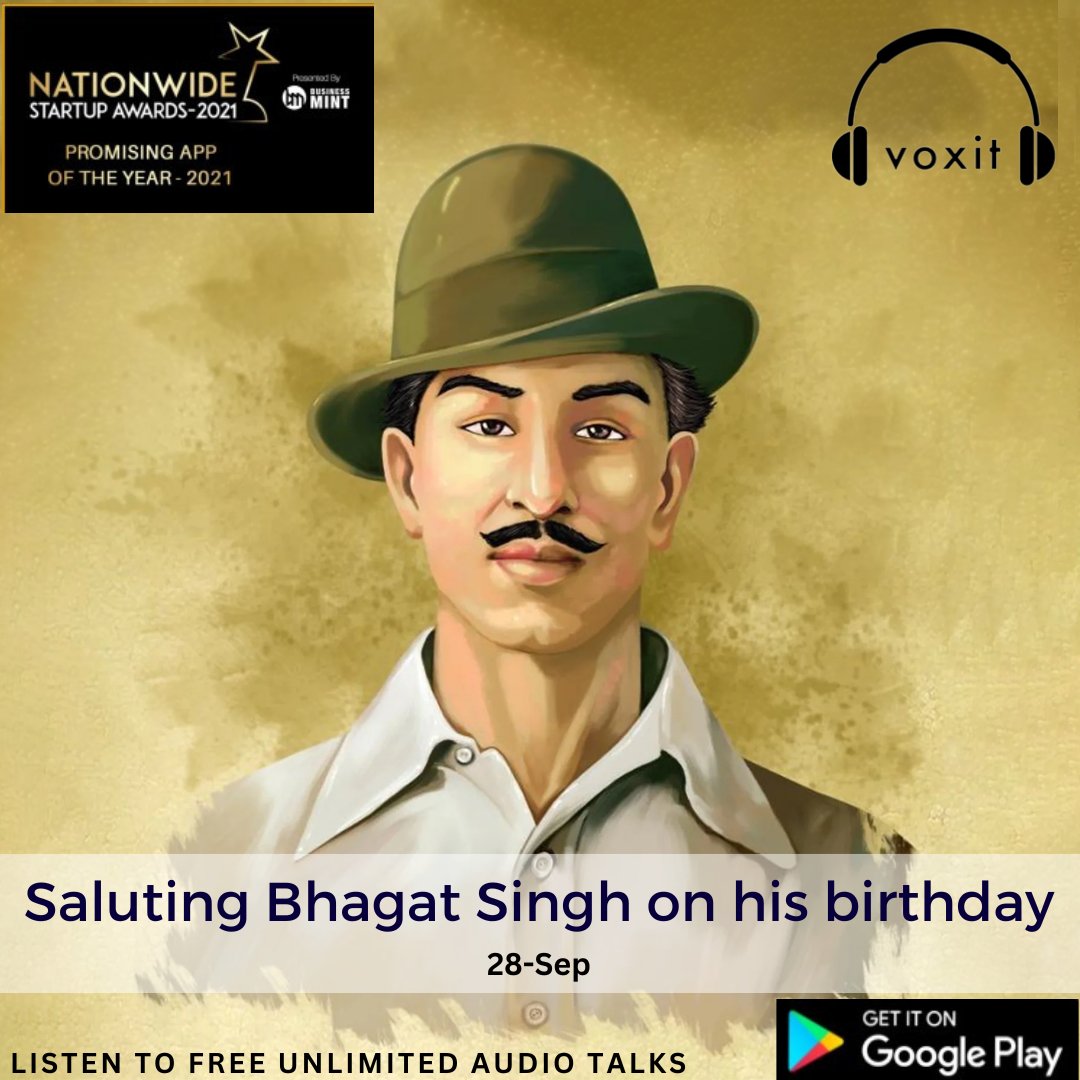 voxitworld's tweet photo. 🎉 Celebrating the fearless spirit of Bhagat Singh on his birthday! 🇮🇳🎂 Let's honor the legacy of this brave revolutionary who stood for freedom and justice. 🙌✊ 

#BhagatSingh #FreedomFighter #voxit #thisisvoxit #podcasters #tamilpodcast https://t.co/2QNLjEimnq
