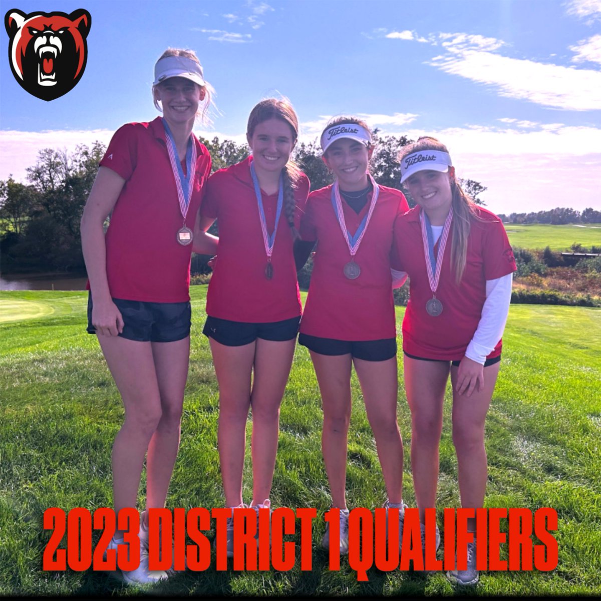The Lady Bears Golf Team had 4 girls make it to the District 1 Golf Tournament. Good Luck Ladies in the next tournament. 

Hannah Adamski 
Riley Pier 
Jordyn So 
Kamryn Pier