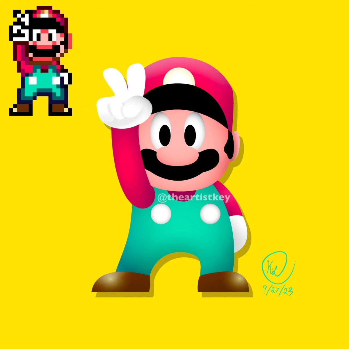 Hey look, It's-a him!

I thought it would be fun to start drawing some pixel art in my art style! Just replayed my favorite Mario game of all time. Still the GOAT. #supermarioworld #mario #Nintendo #gaming #snes #nostalgia    #90s #pixelart #digitalart #vectorart #art