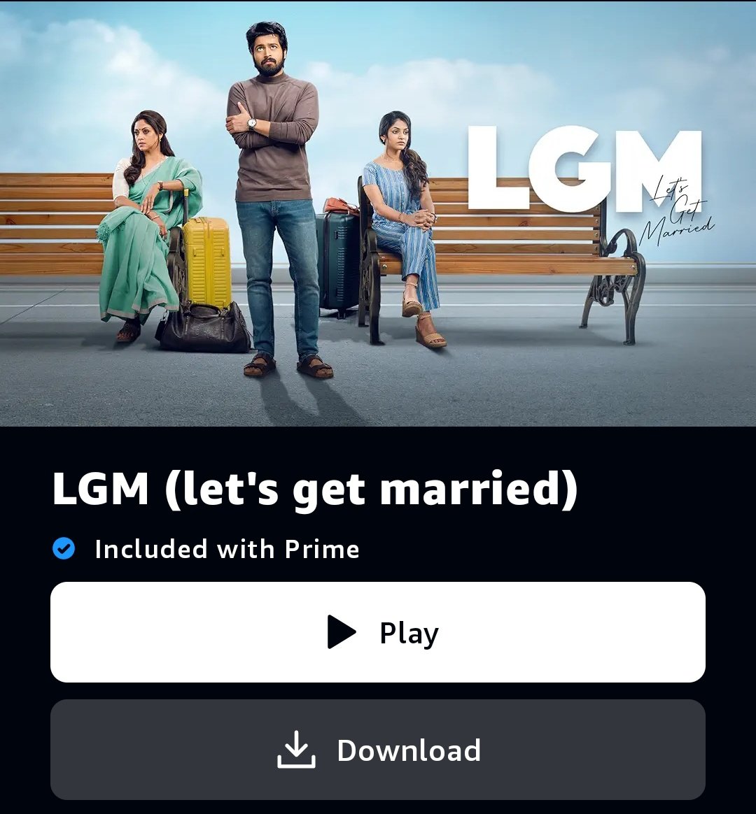 🔔 Tamil movie #LGM: #LetsGetMarried (2023) now streaming on Prime Video.

Starring - Harish Kalyan, Ivana & Nadia Moidu.
