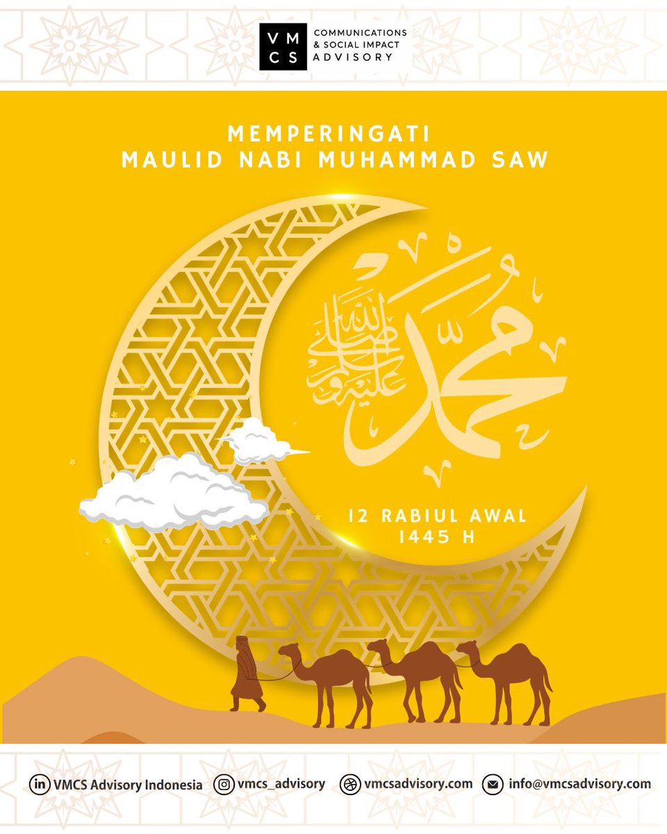 Segenap keluarga besar VMCS mengucapkan selamat memperingati Maulid Nabi. Semoga Allah SWT menjadikan hari kelahiran Nabi Muhammad SAW penuh berkah bagi kita semua.

#maulidnabi1445H #vmcsadvisoryindonesia #prconsultant #publicrelations #vmcscommunications #vmcspublicrelations