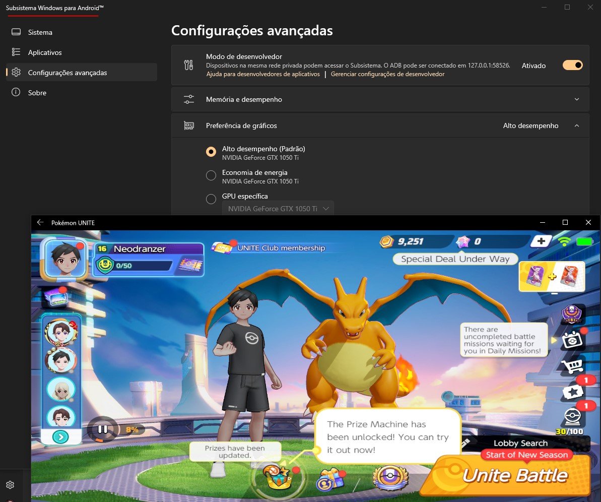 Alessandroptsn's tweet photo. Eu sabia que havia essa ferramenta(WSA) para o win11, mas saber que também funciona no win10 é legal D+!!

Não parece ser ideal para jogar jogos Android no PC (talvez seja problema na configuração).

Mas é perfeito rodar aplicações Android mais leves "nativamente" no windows! https://t.co/r41CJEabcY