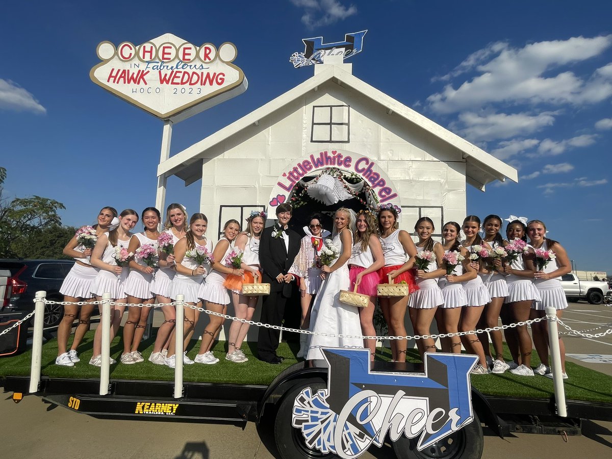 HHSCBC's tweet photo. What an awesome HOCO parade! We had a blast and took home best float for High School. #firstplace #hawkvegas #hebroncheer #HOCO2023 https://t.co/7qyn6geIpH
