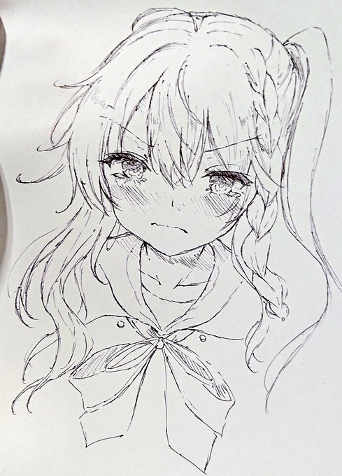 本当は翔君の服の袖掴んでるところまで描きたかった 