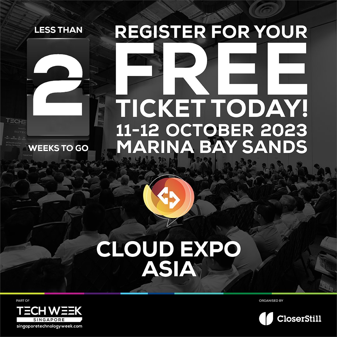 In just TWO weeks, Asia's leading B2B technology event will be back! Cloud Expo Asia 2023 is set to take place from 11-12 October at Marina Bay Sands Expo &amp; Convention Centre, Singapore Get your FREE Ticket now: gevme.com/CEA23/?promo=LI #TechWeekSingapore #CloudExpoAsia #CEA