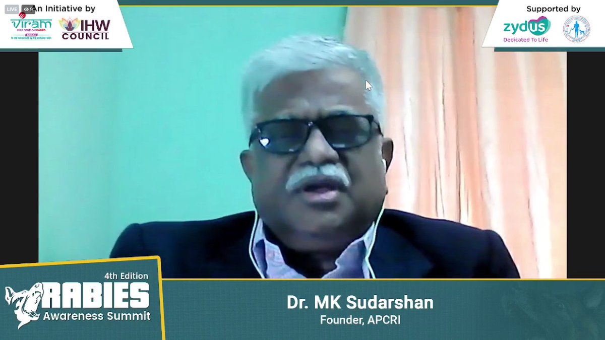 IHWCouncil's tweet photo. "In India, 97% of deaths are attributed to dog bites, while globally, the figure is 99%. To eliminate rabies, we must focus on eradicating the source by controlling rabies in dogs." 

-Dr. MK Sudarshan, Founder, APCRI

#4thRabiesAwarenessSummit #VIRAM #IHWCouncil #ZydusLifescience #RabiesSummit #APCRI