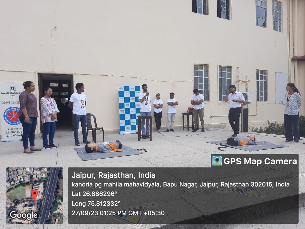 KanoriaNss's tweet photo. Basic Life Support Training provided by Manipal Hospital, Jaipur through a Nukkad Natak Presentation in Collaboration with NSS Units of Kanoria PG Mahila Mahavidyalaya, Jaipur on 27.09.2023 @yas @PMOIndia @_NSSIndia @NssRajasthan @SPBhatnagar4 @ianuragthakur @RajasthanCMO https://t.co/DYkyxvFuqy