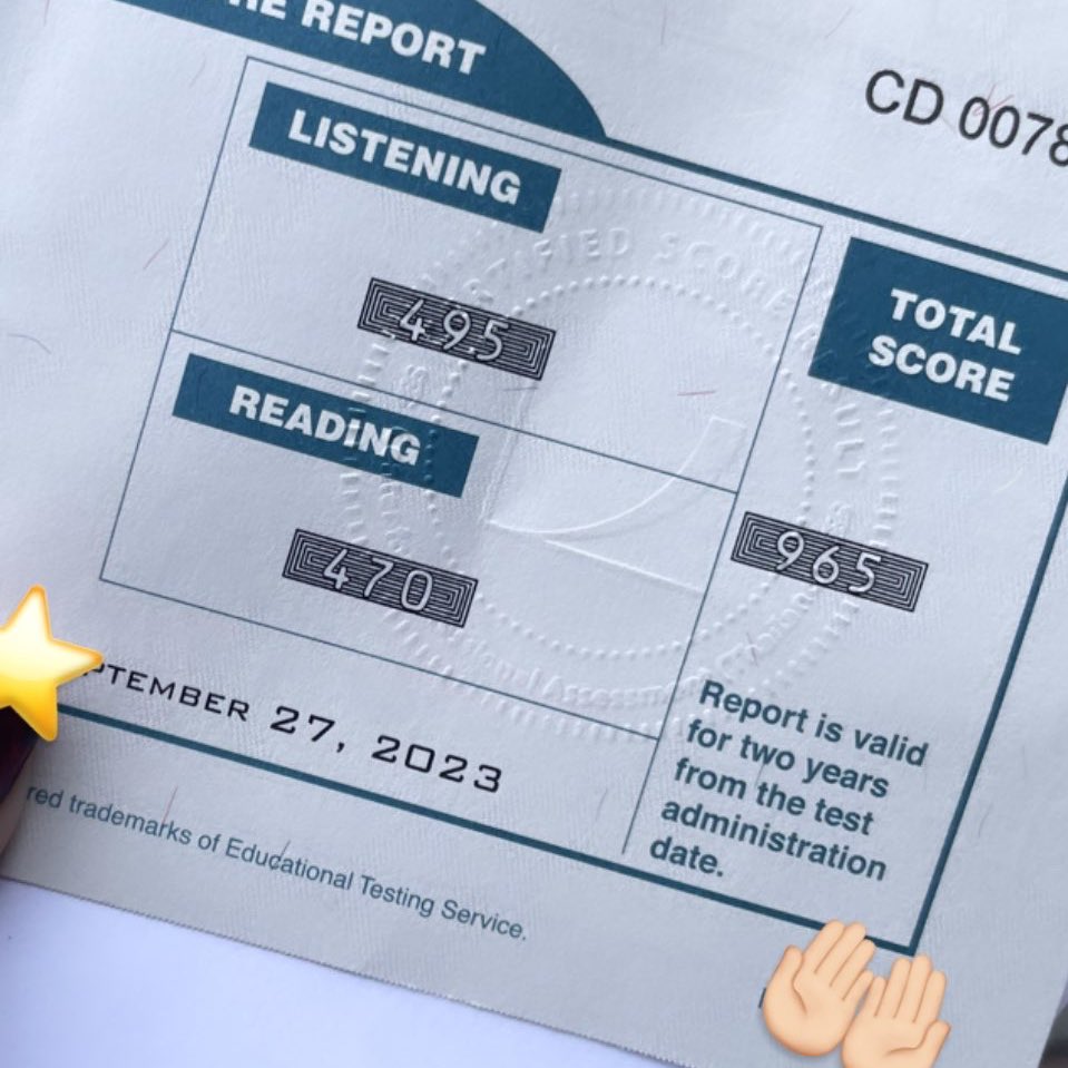 0rangeme's tweet photo. ✧ รีวิวสอบ #TOEIC ครั้งแรก คะแนน 965/990 ⭐️

full score in listening part

• ไม่เรียนพิเศษ/ไม่ได้อ่านหนังสือ
• เตรียมตัวล่วงหน้า2วัน

เราเป็นคนมีพื้นฐานอยู่แล้วค่ะ เลยหัดทำแบบฝึกฟรีจาก memoread ไปประมาณ 2-3 ชุดค่ะ

#สอบโทอิค #ข้อสอบtoeic #โทอิค #เตรียมสอบโทอิค https://t.co/ypwfroWw2R