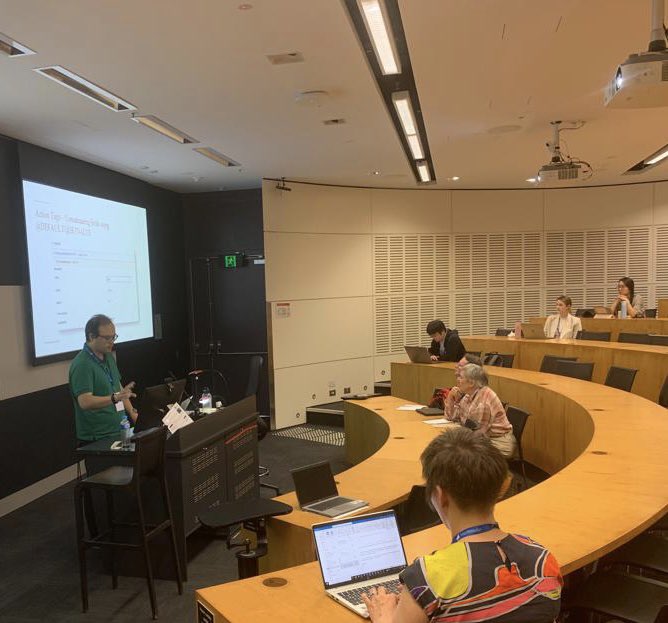 ResBazSyd's tweet photo. Morning sessions on Australian Text Analytics Platform by @Mily_Sun; ReDCap tips and tricks by Dr Cameron Fong @Sydney_Uni; and Python program The Data Directory Cataloger by Dr Mike Lake @eResearchUTS. #ResBazSydney2023 https://t.co/1NzaVC7Wma