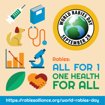 It is the seventeenth #WorldRabiesDay! Let us celebrate this milestone of uniting towards a common goal to #EndRabiesNow
through #OneHealth4All and by each of us playing our part. Together, we can!

Comment with your thoughts on #WorldRabiesDay 😊
@RabiesAlliance