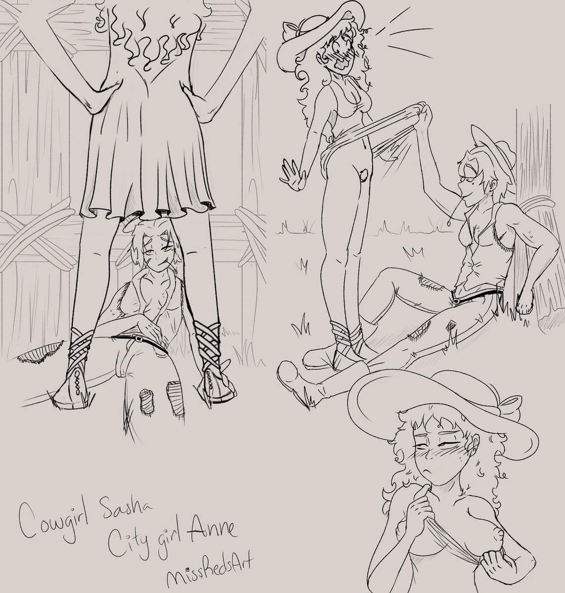 Miss Red ❤️ (Comm closed) on X: More cowgirl Sasha and city girl Anne  amphibiansfw rule34 t.coDPITDglrT8  X