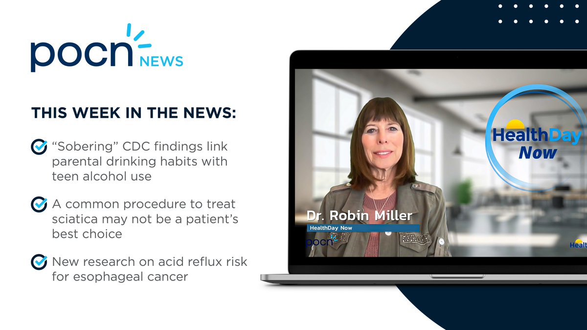 In this week’s POCN News: CDC findings that show the impact of parental drinking habits with teenage drinking, results of a study conducted on sciatica patients and new research on acid reflux disease. Watch Here: pocnplus.com/video/pocn-new… Listen Here: pocnplus.com/audio/pocn-new…