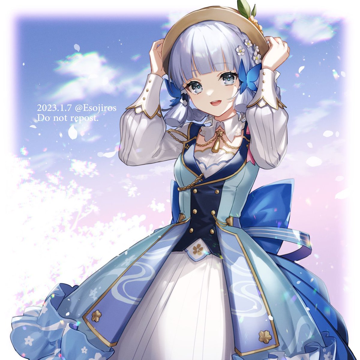 kamisato ayaka 1girl solo armor ponytail snowflakes bangs blue eyes  illustration images