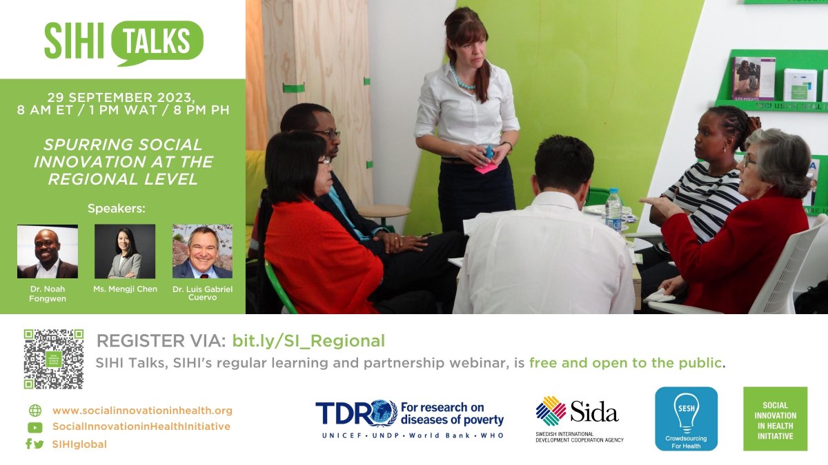 📣Only 1 day left before SIHI Talks! Dive into the discussion on spurring social innovation at the regional level with us tomorrow. Secure your spot now: bit.ly/SI_Regional #SIHITalks #SocialInnovation #Health #PartnerForHealth #HealthForAll