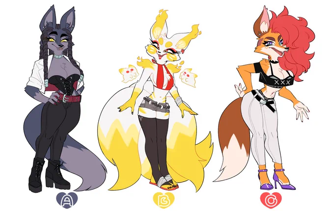 Fox and wolf AdoptsA WolfB KitsuneC FoxPrice is $90 each(PayPal only)Please DM if interested!! #MNイラスト 