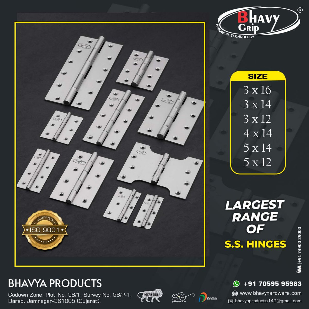 ibais_hardware's tweet photo. BHAVYA PRODUCTS (JAMNAGAR)
For enquiry via WhatsApp click:
https://t.co/bfnY7DjCCg
Mr. Milapbhai Nakum - 70595 95983
#hinges #hingeshardware #hingessupplier #hingesmanufacturer #hingesfordoors #doorhinges #doorfittings #dooraccesssystem #doorinteriordesign
.
@IBAISMEDIA https://t.co/5sAiil6H4H
