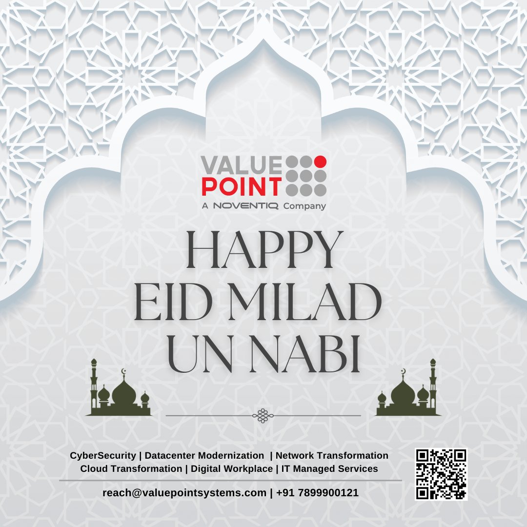 valuepointsys's tweet photo. @valuepointsys, A @Noventiq company wishes everyone a blessed and joyous Eid Milad-un-Nabi! πβ¨ #EidMilad #Blessings #Peace #ValuePointGreets https://t.co/zIjUDuGsuy