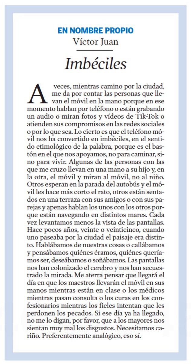 victorjuan's tweet photo. «Imbéciles»
Mi columna de hoy en Heraldo de Aragón https://t.co/M76dUER8Tn