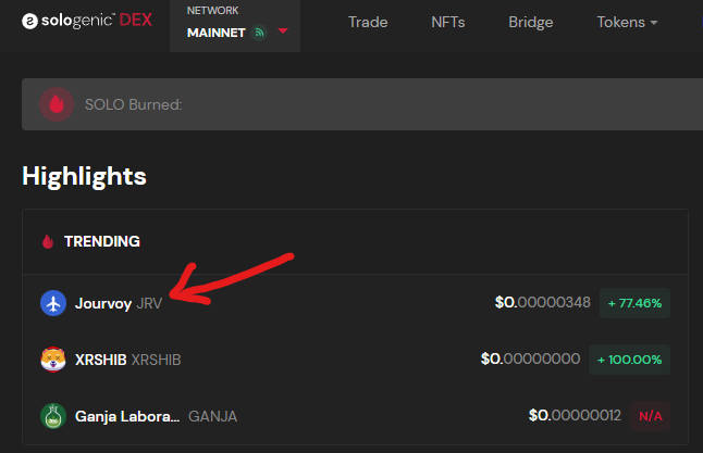 Awesome news! We are featured on Trending! 

🥇

Visit our profiles at sologenic.org/market-index/J…

#Solo #SOLOGENIC #SOLONATION #COREUM #CORE #xrpholders #xrpthestandard #XRPArmy