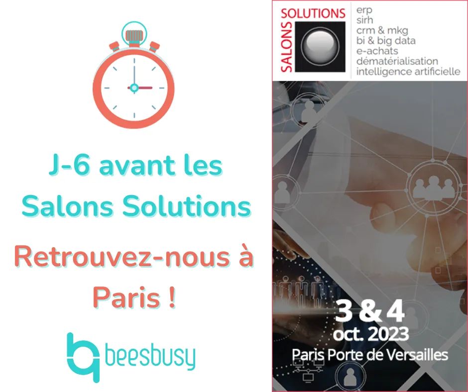 J-6 : l’ouverture des Salons Solutions se rapproche 😊.
Venez échanger avec nous !
📆 Quand ? 👉 Mardi et mercredi prochains (3 et 4 octobre).
🌍 Où ? 👉 Au Parc des Expositions de Paris, Porte de Versailles. Stand E12B, dans le Pavillon 2.2, allée E.
beesbusy.com/ressources/act…