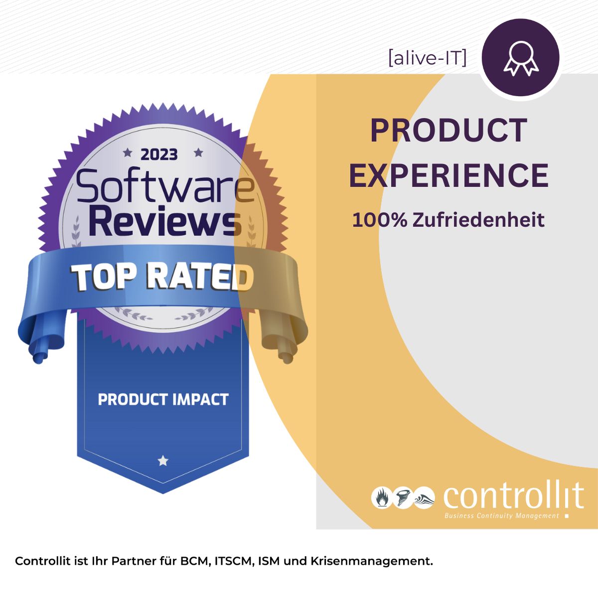 Mit Stolz verkünden wir, dass unsere Software [alive-IT] von SoftwareReviews mit einer Auszeichnung im Bereich "Product Experience" geehrt wurde. 

#ControllitAG #aliveIT #BesteAuszeichnung #Hamburg #Beratung #ITSCM #Krisenmanagement #BCM