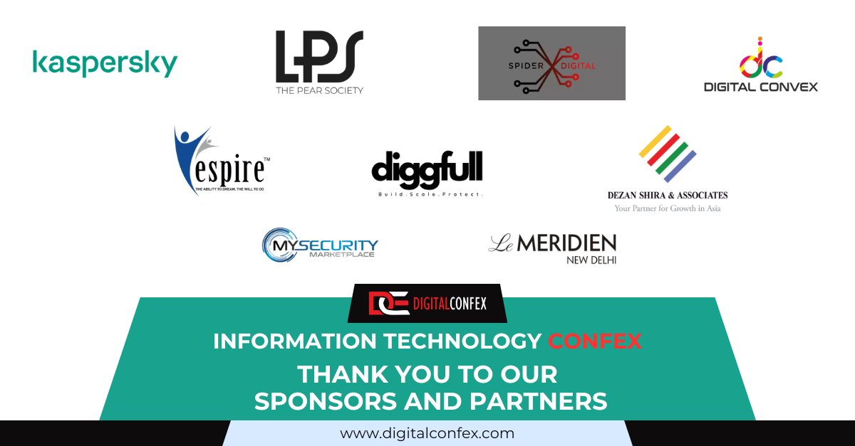 digitalconfex's tweet image. A big thank you to all our incredible sponsors on the behalf of DIGITALCONFEX who joined us at Information Technology Confex on Sept 22, 2023! Your support has been instrumental in making our conference a resounding success. 

#ThankYouSponsors #ConferenceSuccess #partnership
