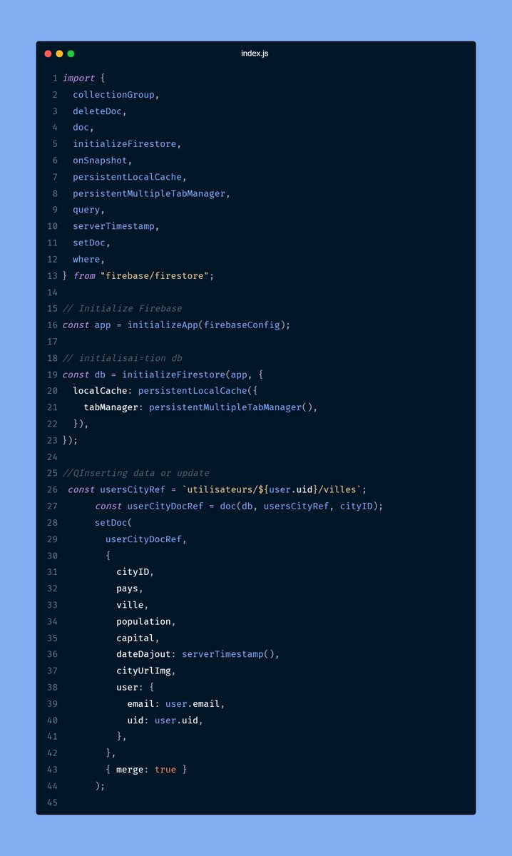BahigaTacite's tweet image. 📂 Firestore, the NoSQL database by Firebase, is your data storage savior! It offers user-friendly functions and straightforward queries to handle text, dates, numbers, and more with ease. 📊💾 #Firestore #DataSimplicity #FirebaseMagic 🚀🔍