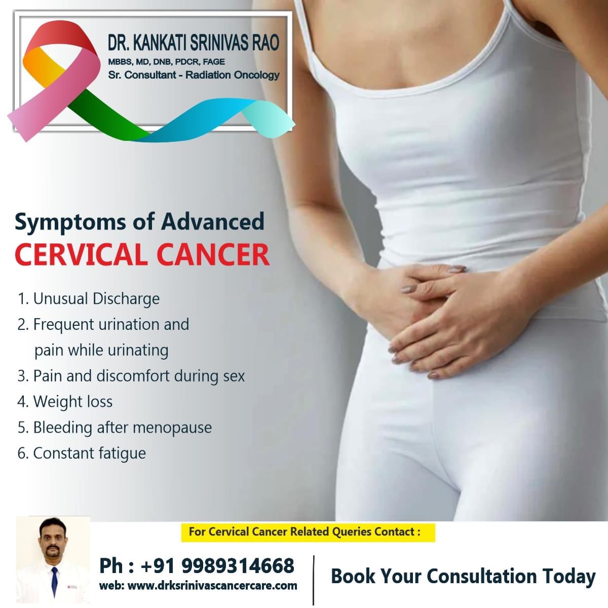 SYMPTOMS OF CERVICAL CANCER Consult the best & senior oncologist Dr. Kankati Srinivas Rao in Hyderabad for the best cervical cancer treatment #drsrinivasrao #cervicalcancer #beatcervicalcancer #cured #screen #cervicalcancersymptoms #cervicalcancertreatment