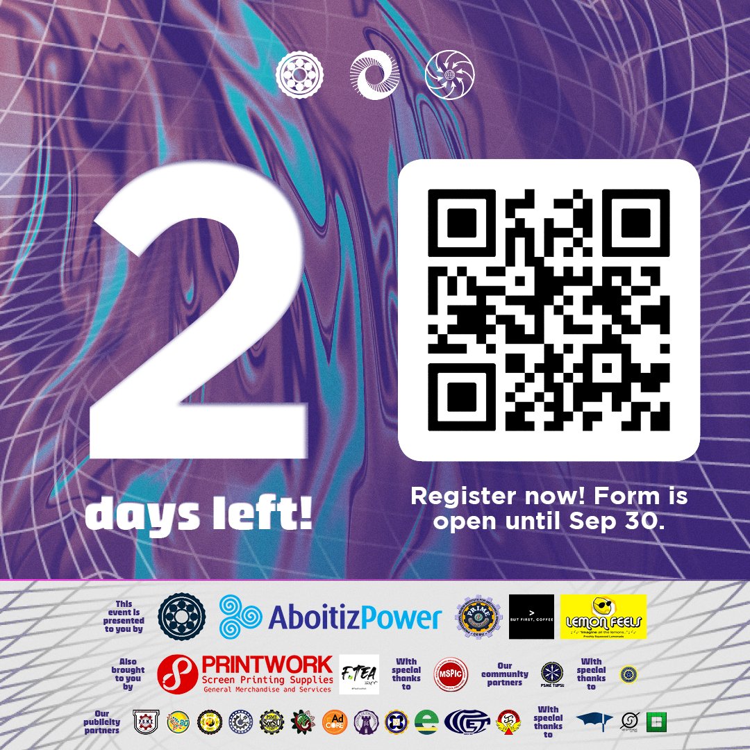 psmeupsu's tweet photo. 🚨 ONLY 2 DAYS LEFT FOR NMESC LATE REGISTRANTS! 🚨
Late registrants for NMESC 2023 will only be entertained until September 30 (Fri) 11:59PM 😱. Habol na! 🏃

Either scan the QR code below or register here: https://t.co/lrwpi9xhR0 https://t.co/rLyCN7Z34Q