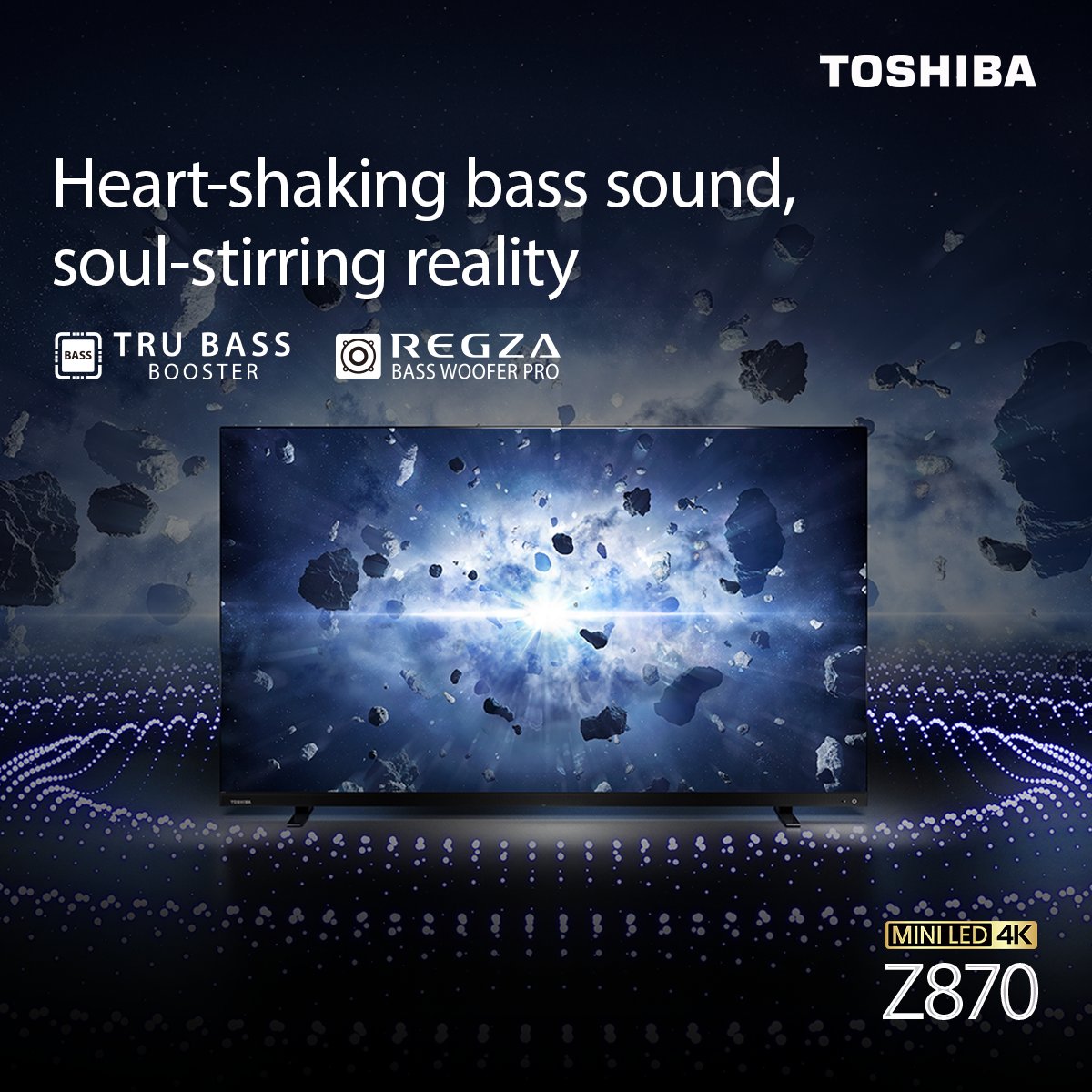 ToshibaTVGlobal's tweet photo. The true essence of bass is here with the #ToshibaTV Z870’s Tru Bass Booster. Brace yourself for heart-shaking sound and soul-stirring realism. Feel the beat, live the reality of #MakingSoundVisible.
#audio #sound #audioquality https://t.co/Gm7GqaDxZ3