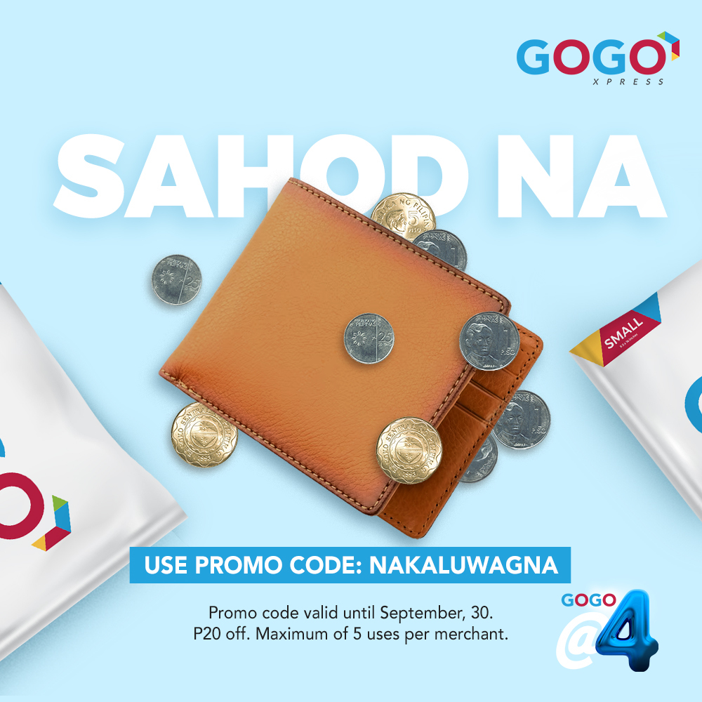 gogo_xpress's tweet photo. Sumakabilang pitaka na ba? Kapit lang tayo, sahod na bukas. Gamitin mo na rin itong promo code para makaluwag-luwag.
#GoGoXpress #KapitLang #NakaluwagNa https://t.co/pv2Prc04MD
