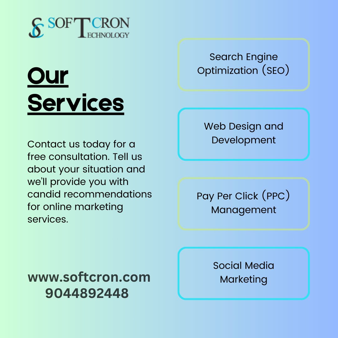 softcron's tweet image. Boost your online presence and conquer search engine rankings with Softcron&apos;s top-notch SEO services in Rohtak
Contact us : 9044892448
Visit our website : softcron.com/search-engine-…
Hashtag :
#seo #digitalmarketing #softcrontechnology #marketing #socialmediamarketing #socialmedia
