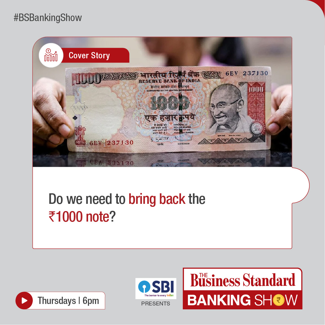 bsindia's tweet photo. Tims to bring back the Rs 1000 note? What does Soumya Kanti Ghosh say about household financial savings? #India in JPMorgan's EM bonds index. This and more in this episode of The #BSBankingShow

@TheOfficialSBI #JPMorgan #1000note #bonds #bankingsector 
https://t.co/BcedVXjm1y https://t.co/EIJD3FSQUo