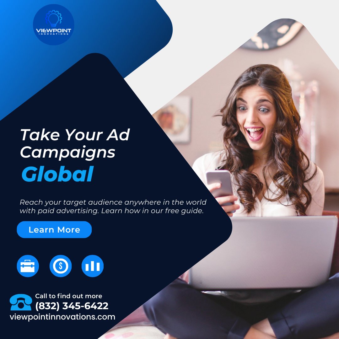 Expand your reach with international PPC campaigns - let our free guide show you how. 
-
-
-
Visit our website
viewpointinnovations.com
#globalmarketing #PPCadvertising #sales