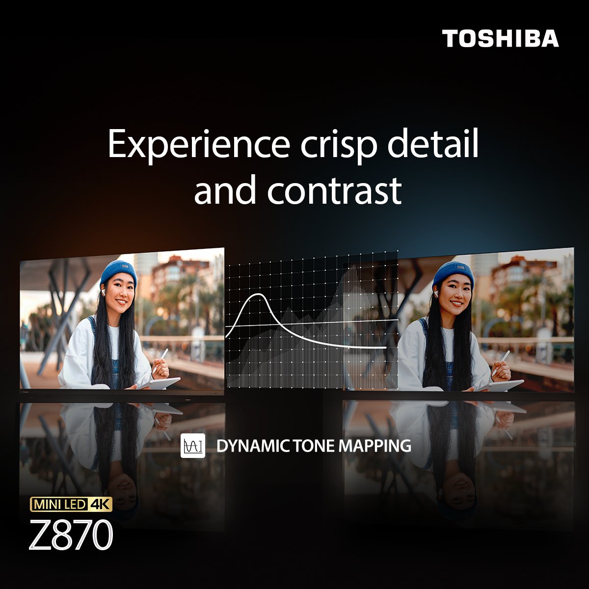 ToshibaTVGlobal's tweet photo. In this season of #MakingSoundVisible, experience visuals that capture every nuance in stunning detail with the advanced Dynamic Tone Mapping feature.
See the world in ultra-realistic clarity on your #ToshibaTV Z870.
#audio #sound #audioquality https://t.co/A2CaZ8XX9c