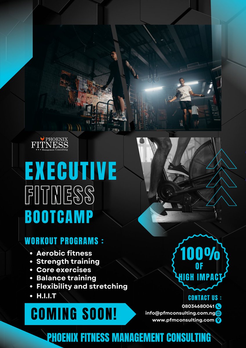 PhoenixFitnes11's tweet photo. Coming Soon!
Lagos, Abuja, Ogun, Osun, Ibadan Kwara
Executive Fitness Bootcamp
For Sponsorship: 08034680041 https://t.co/11ZJSRBslW