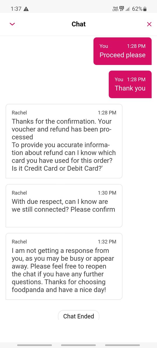 _sidnakayama's tweet photo. Hi @foodpandaPH so just because I wasn't able to respond in 4 minutes, I'm already tagged as "busy"? Wow https://t.co/pCF3M7CWt2