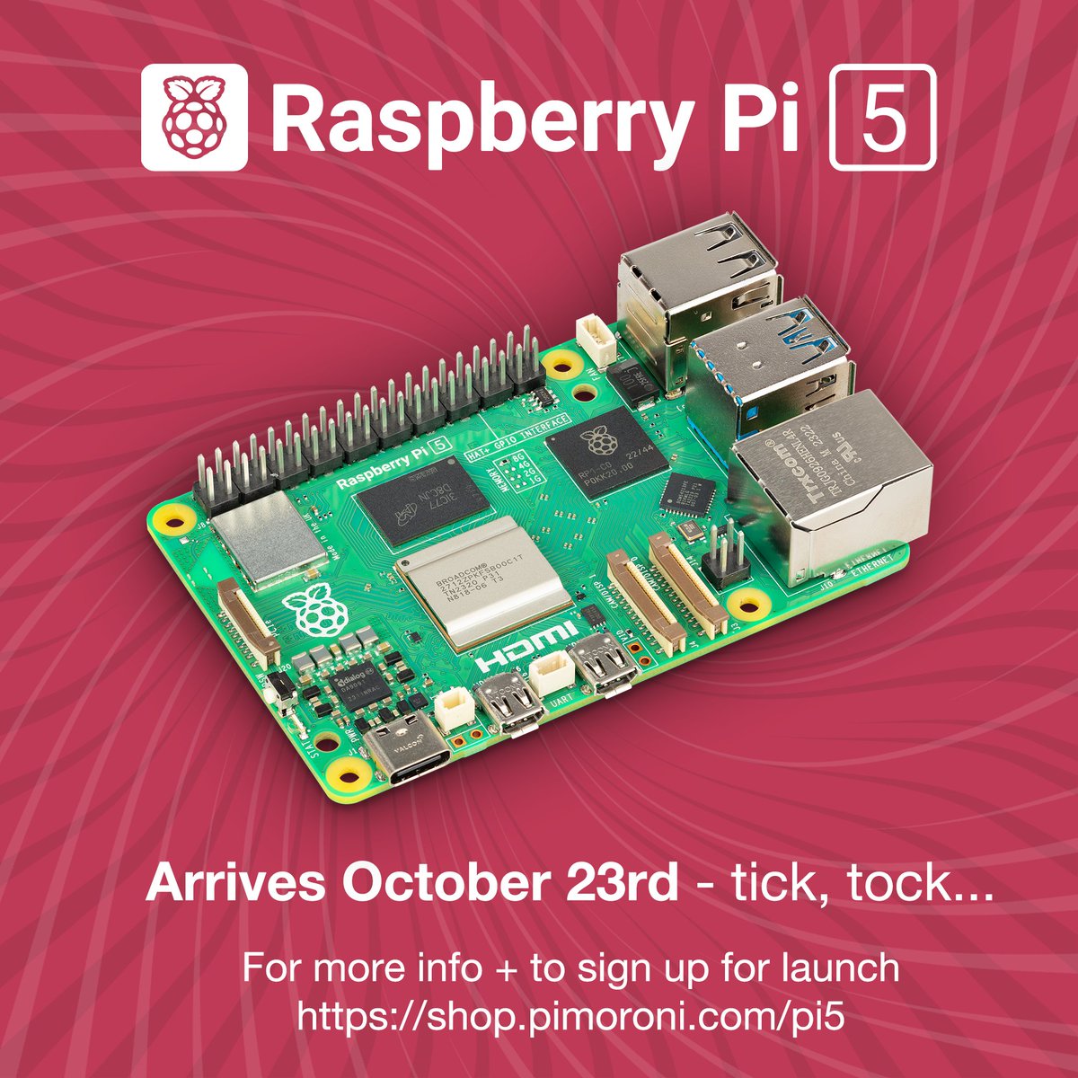 This isn't the greatest Pi launch in the world, it's just a tribute. Coming October 23rd, the all-new Raspberry Pi 5! Read all about it and sign up for launch here: shop.pimoroni.com/pi5