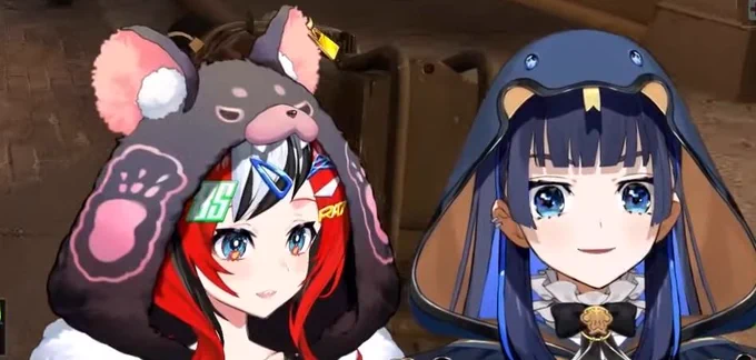 how did I let myself sleep right before this collab happenedfauna and mumei looks so comf together 
