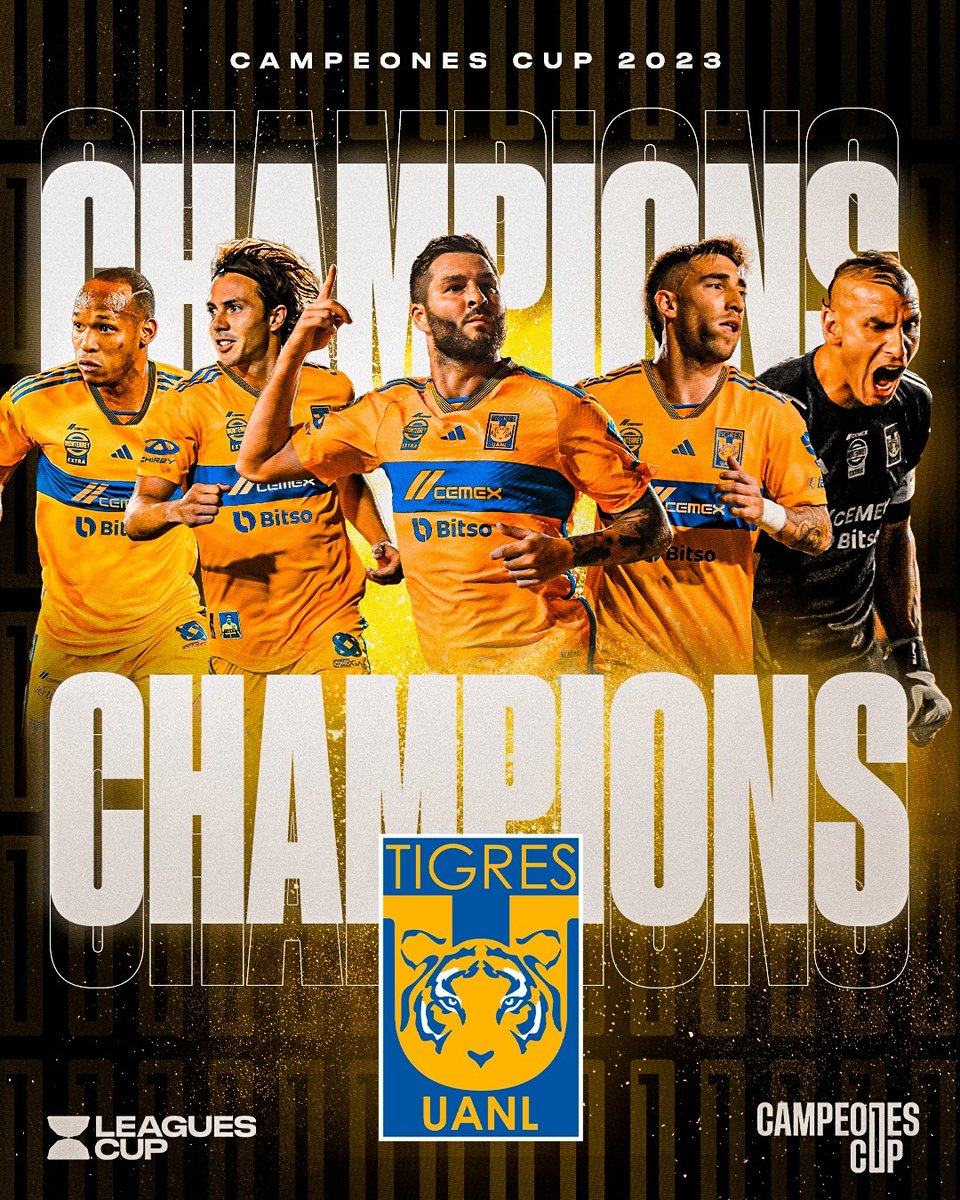 LeaguesCup's tweet photo. 2️⃣0️⃣2️⃣🏆🏆🏆

👉 @LigaBBVAMX 
👉 Campeón de Campeones
👉 @CampeonesCup 

👏 @TigresOficial 👏 https://t.co/TzYtRbuYEN