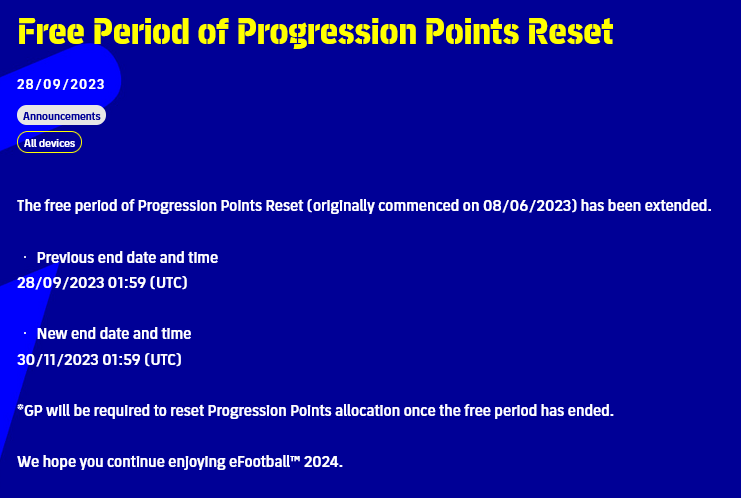 Mire_zockt's tweet photo. Player Progression Reset!!!
New end Date ----> 30.11.2024 πππ₯°πΌ
#eFootball2024 l #eFootball l #efoHeros l #efootball24l #dreamteam
#Epic #PlayerProgressionReset https://t.co/GfpSTrBhQw