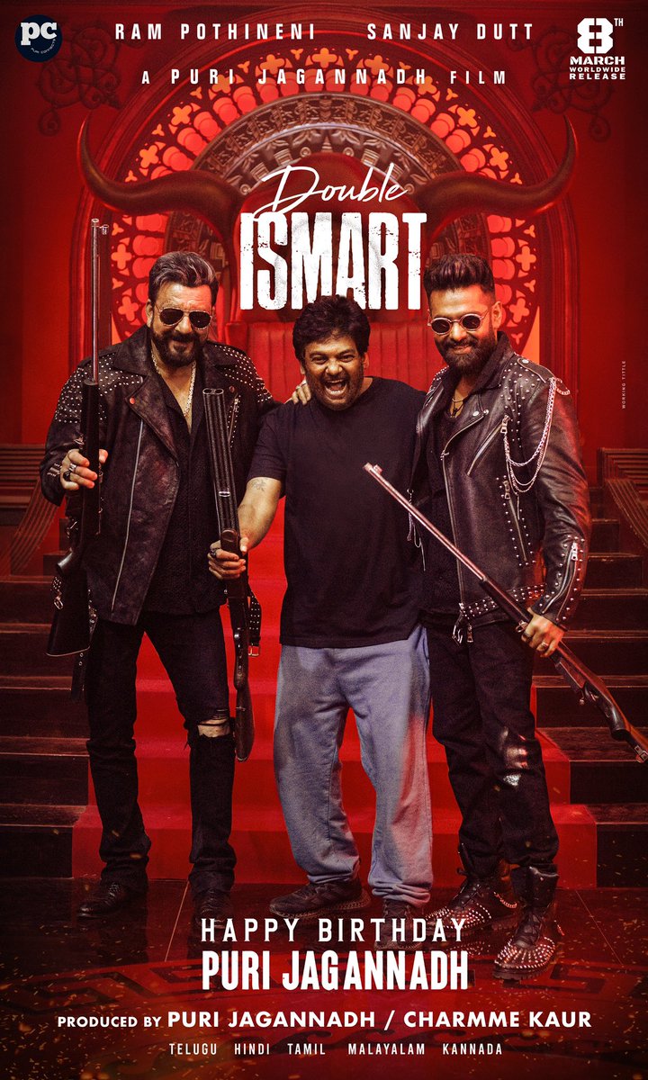 To the craftsman who redefined MASS CINEMA in his own style💥 Team #DoubleISMART wishes our Sensational Director #PuriJagannadh a Blockbuster Birthday 🔥 #HBDPuriJagannadh ❤️‍🔥 Ustaad @ramsayz @duttsanjay @IamVishuReddy @PuriConnects