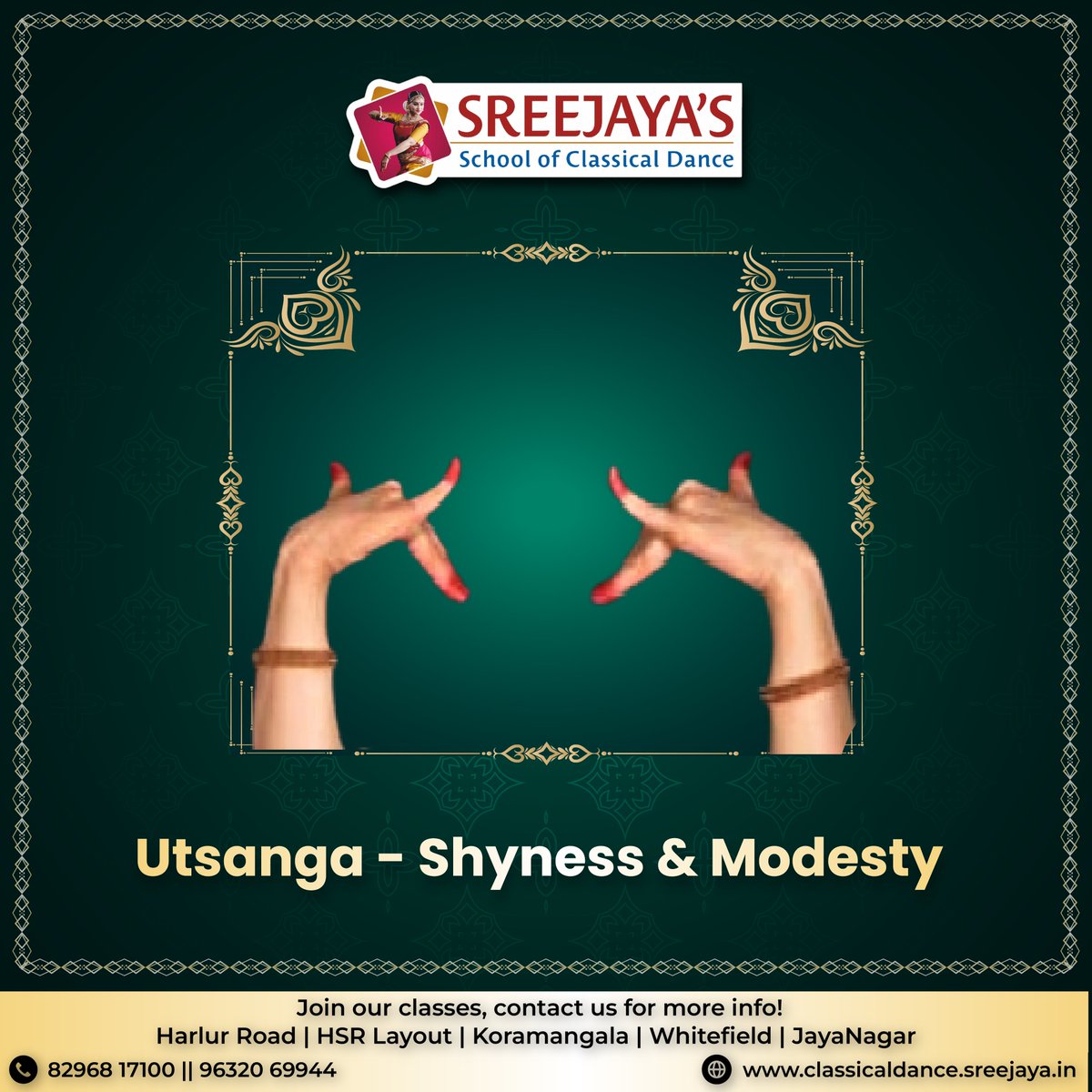 Utsanga means Shyness and Modesty!!

Learn Professional #Bharatanatyam from #SSCD

#Indianclassical #classicaldanceclasses #bharatnatyamdance #dancetime #Dance  #bharatnatyamdanceclass #bharatnatyamlove #bharatnatyamdiaries #bharatnatyammudra #mudras #dancemudra #handgestures