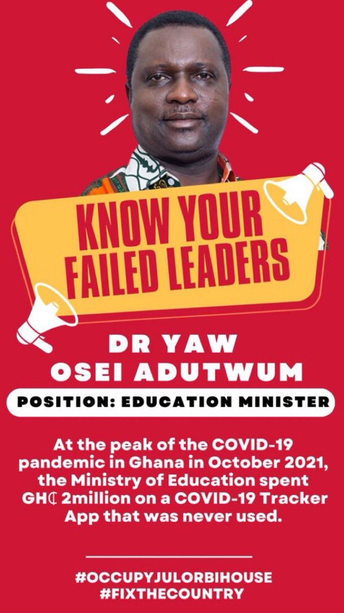 Sneakernyame's tweet photo. Good Morning Ghanafuo 🇬🇭
I have Yaw Osei Adutwum on the table! 
Minister of Education 

#OccupyJulorbiHouse https://t.co/8az9u4mZvL